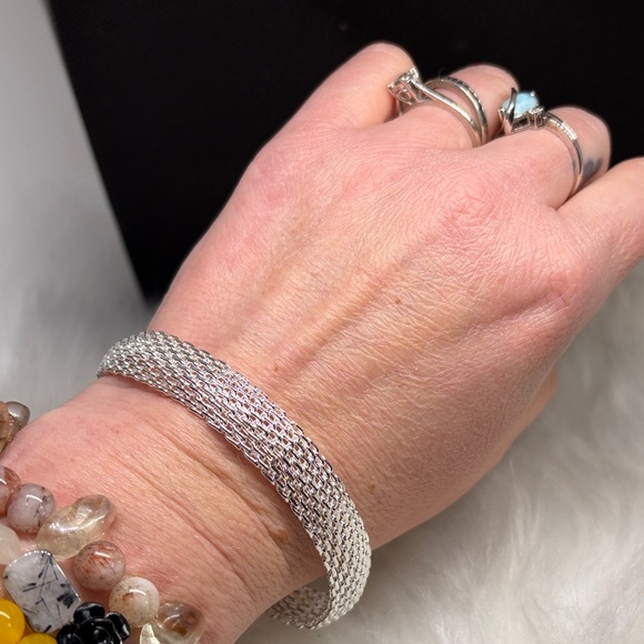 Sterling Silver Mesh Bangle Bracelet - Picture 2 of 9